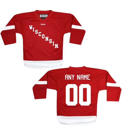 Custom Wisconsin Badgers Youth Red Custom Hockey Jersey